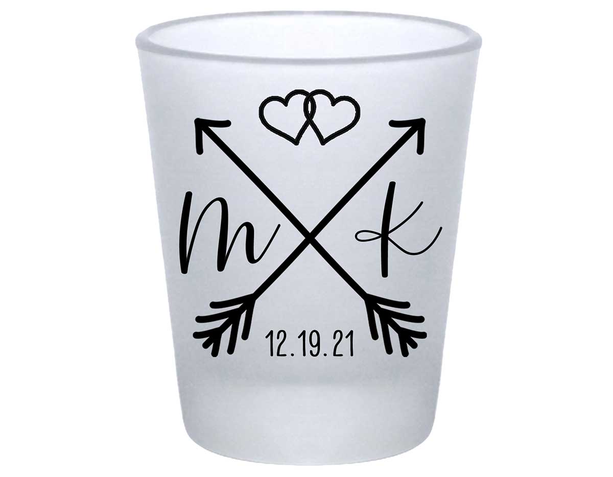 Love Arrows 1A Classic Standard 1.75oz Frosted Shot Glasses Boho Wedding Gifts for Guests