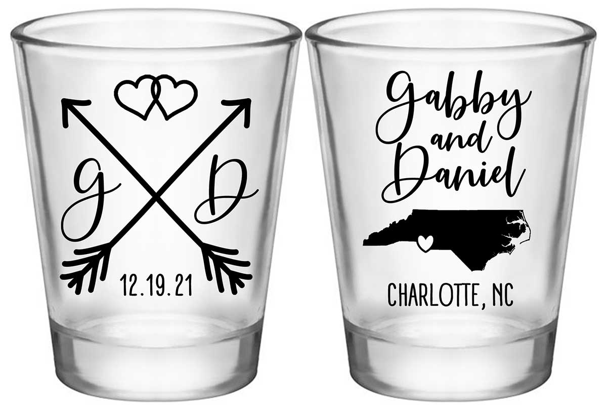 Love Arrows 1B2 Any Map Standard 1.75oz Clear Shot Glasses Boho Wedding Gifts for Guests