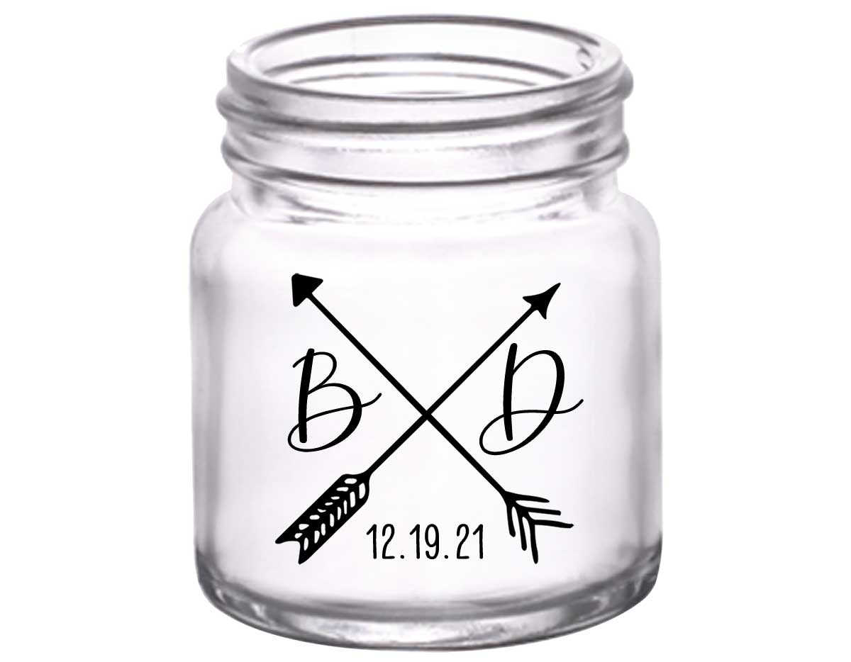 Love Arrows 2A Classic 2oz Mini Mason Shot Glasses Boho Wedding Gifts for Guests