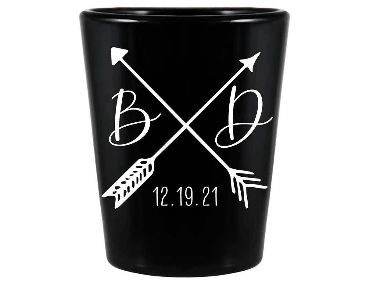 Love Arrows 2A Classic Standard 1.5oz Black Shot Glasses Boho Wedding Gifts for Guests