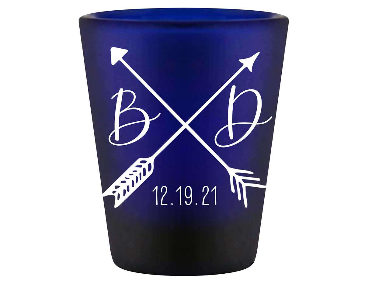 Love Arrows 2A Classic Standard 1.5oz Blue Shot Glasses Boho Wedding Gifts for Guests