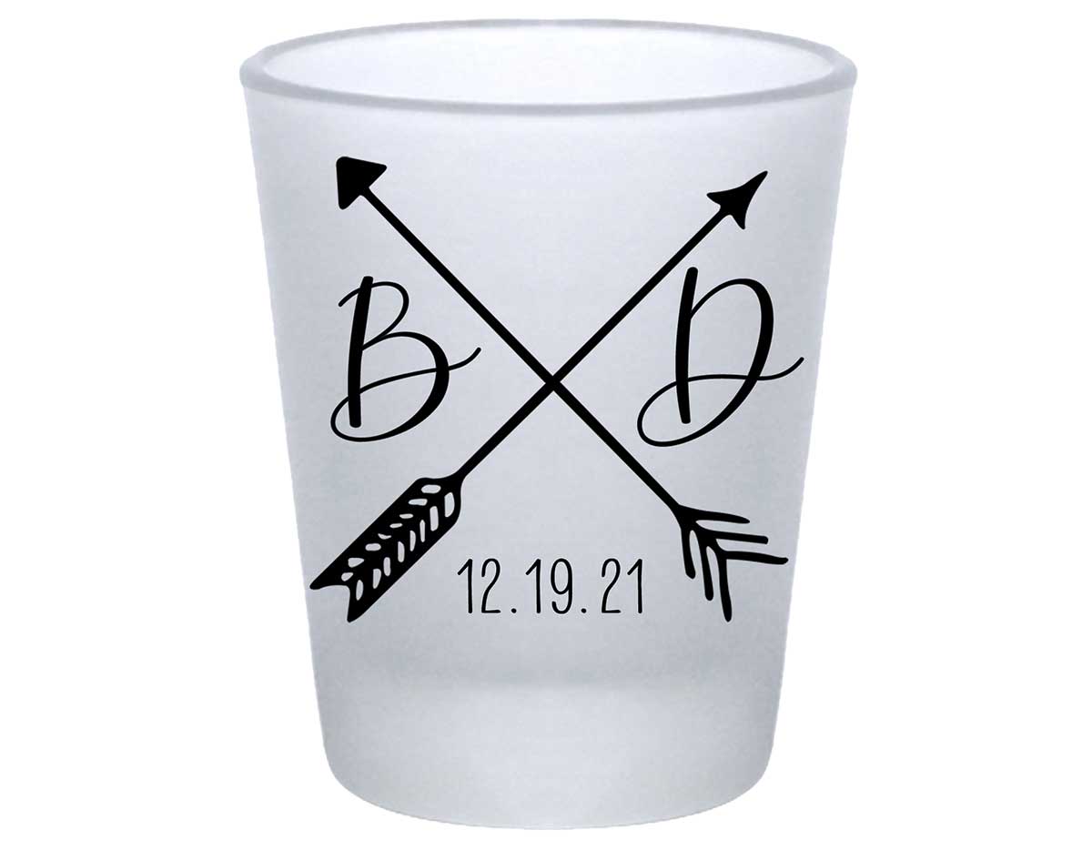Love Arrows 2A Classic Standard 1.75oz Frosted Shot Glasses Boho Wedding Gifts for Guests