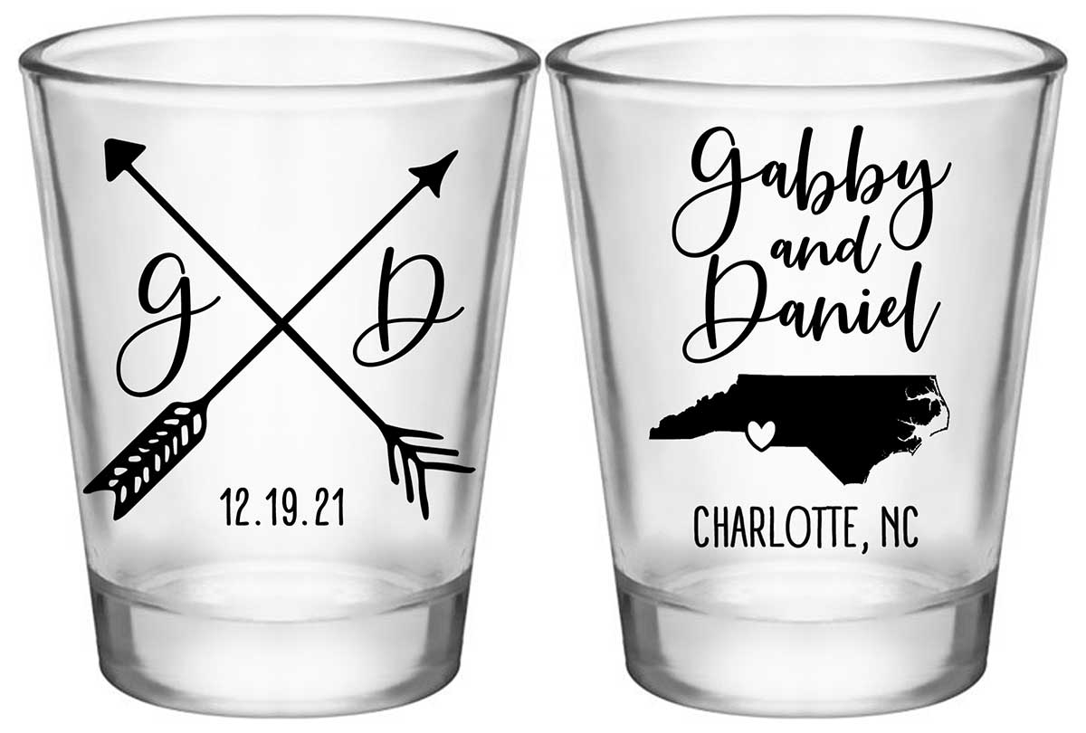 Love Arrows 2B2 Any Map Standard 1.75oz Clear Shot Glasses Boho Wedding Gifts for Guests