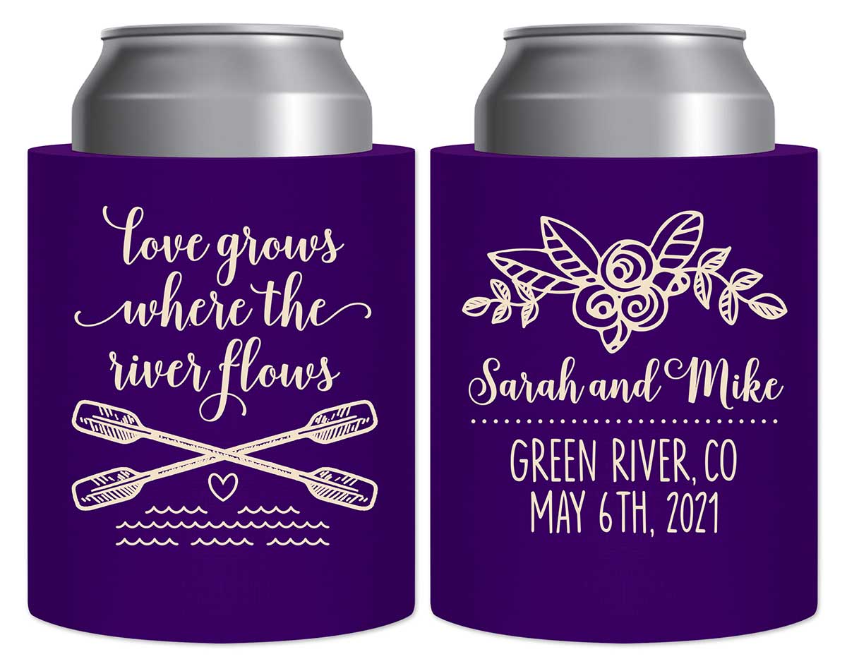 Love Grows Where The River Flows 1A Thick Foam Can Koozies Rafting Wedding Gifts for Guests