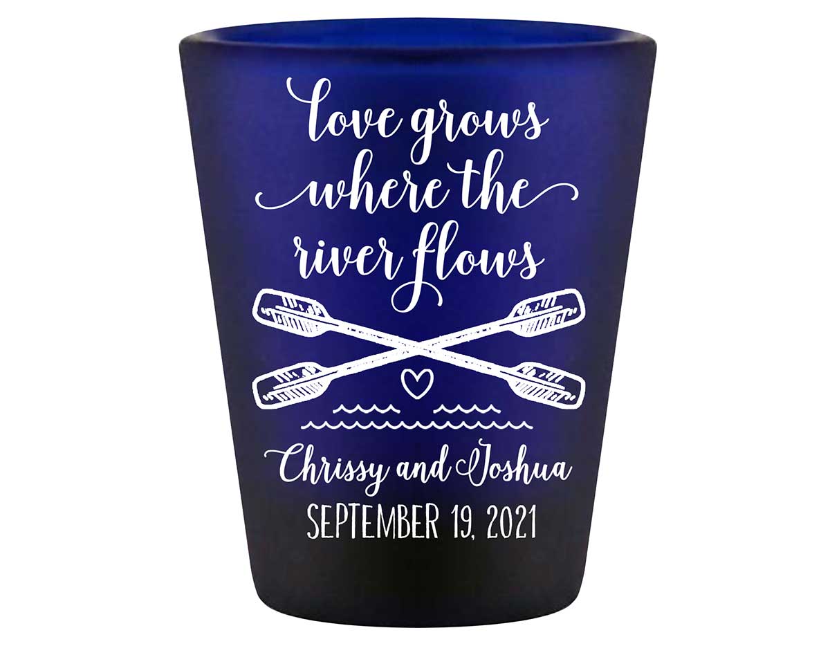 Love Grows Where The River Flows 1A Standard 1.5oz Blue Shot Glasses Rafting Wedding Gifts for Guests