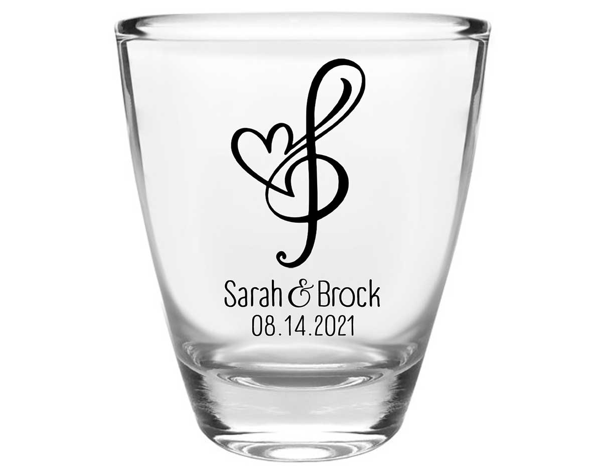 Love Melody 1A Clear 1oz Round Barrel Shot Glasses Musician Wedding Gifts for Guests