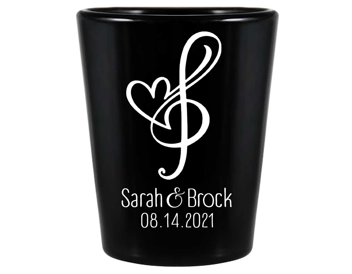 Love Melody 1A Standard 1.5oz Black Shot Glasses Musician Wedding Gifts for Guests