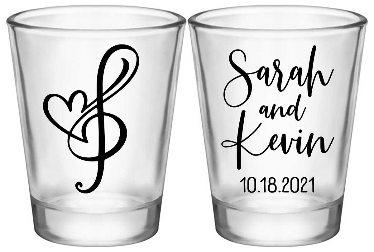 Love Melody 1A2 Standard 1.75oz Clear Shot Glasses Musician Wedding Gifts for Guests