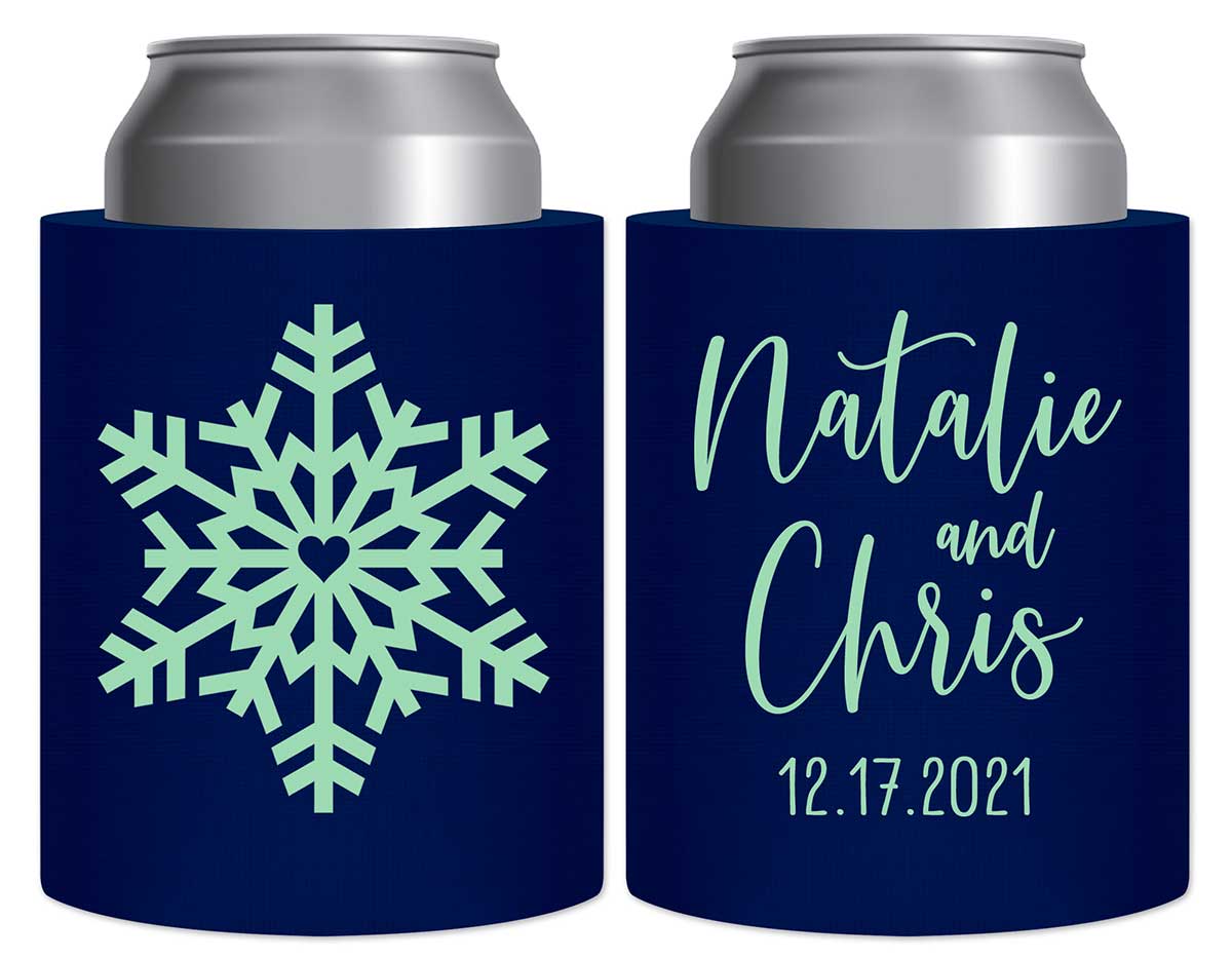 Love Snowflake 1A Thick Foam Can Koozies Winter Wedding Gifts for Guests