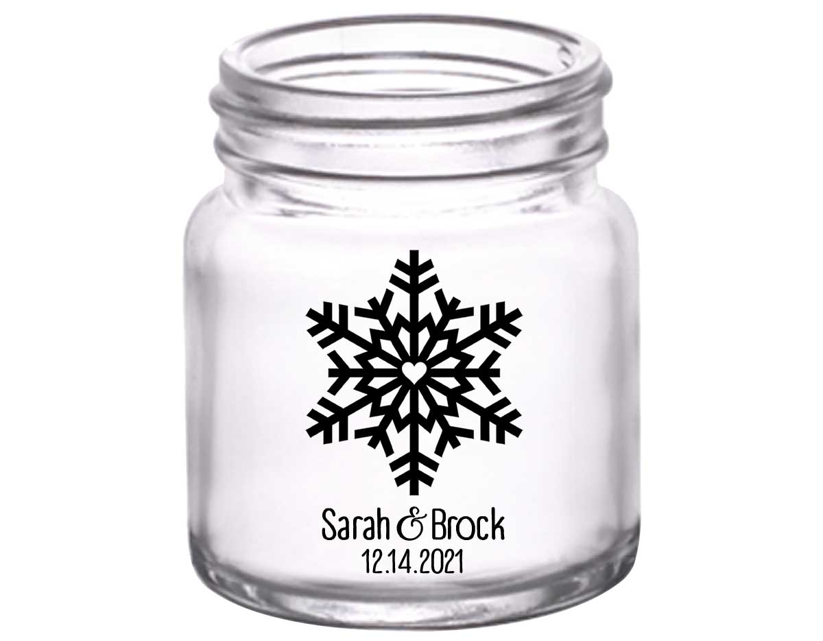 Love Snowflake 1A 2oz Mini Mason Shot Glasses Winter Wedding Gifts for Guests
