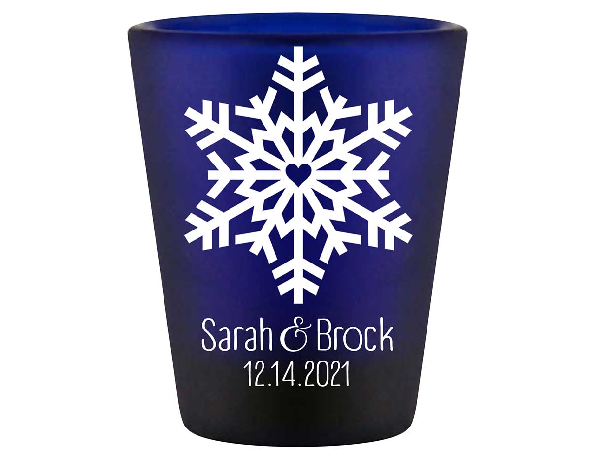 Love Snowflake 1A Standard 1.5oz Blue Shot Glasses Winter Wedding Gifts for Guests