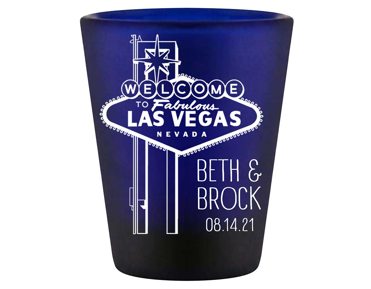 Lucky In Love 1A Vegas Wedding Standard 1.5oz Blue Shot Glasses Casino Wedding Gifts for Guests