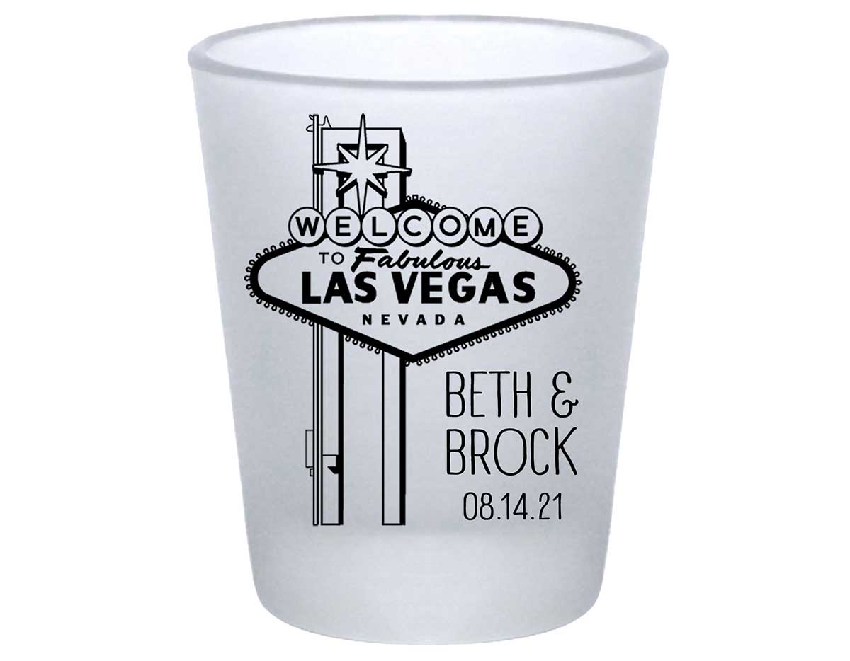 Lucky In Love 1A Vegas Wedding Standard 1.75oz Frosted Shot Glasses Casino Wedding Gifts for Guests