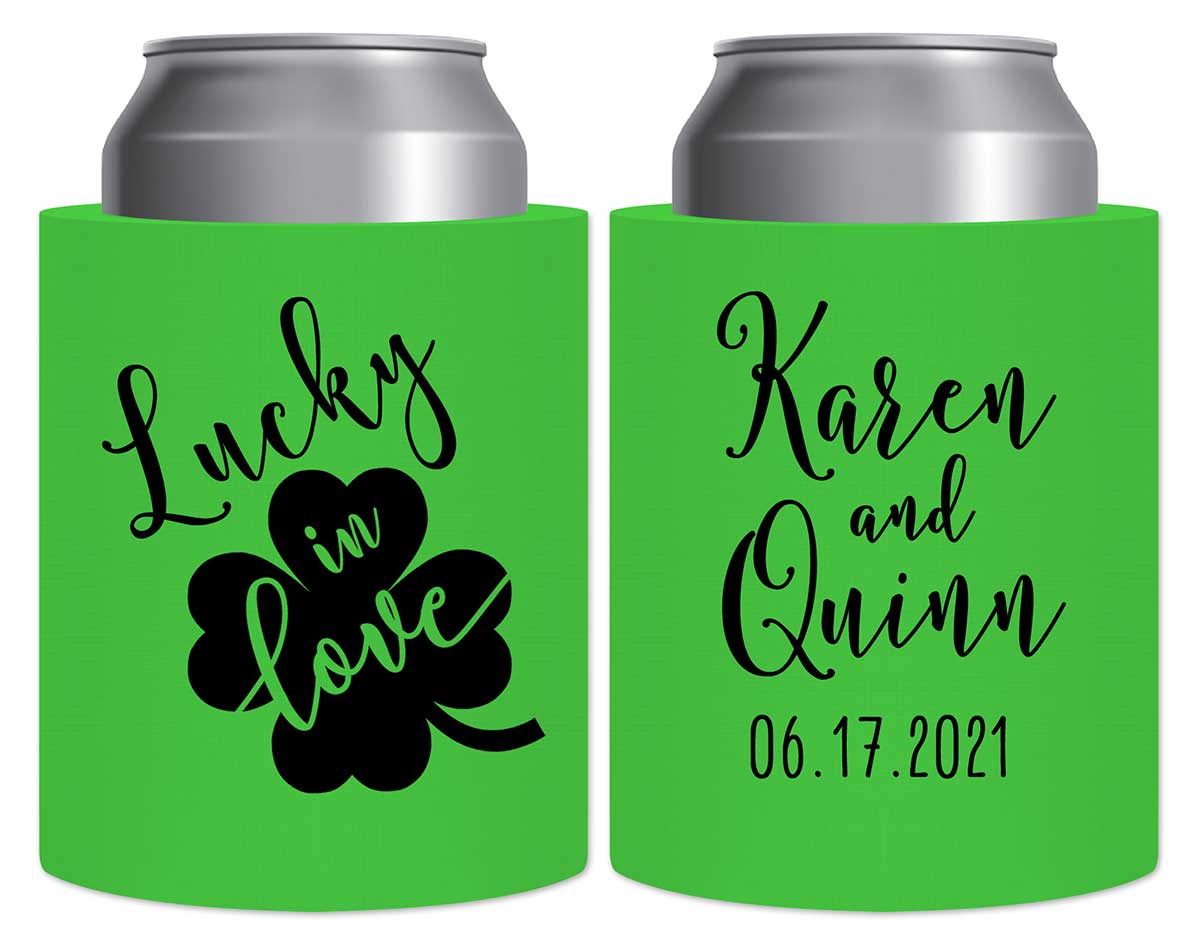Lucky In Love 2A Irish Wedding Thick Foam Can Koozies Ireland Wedding Gifts for Guests