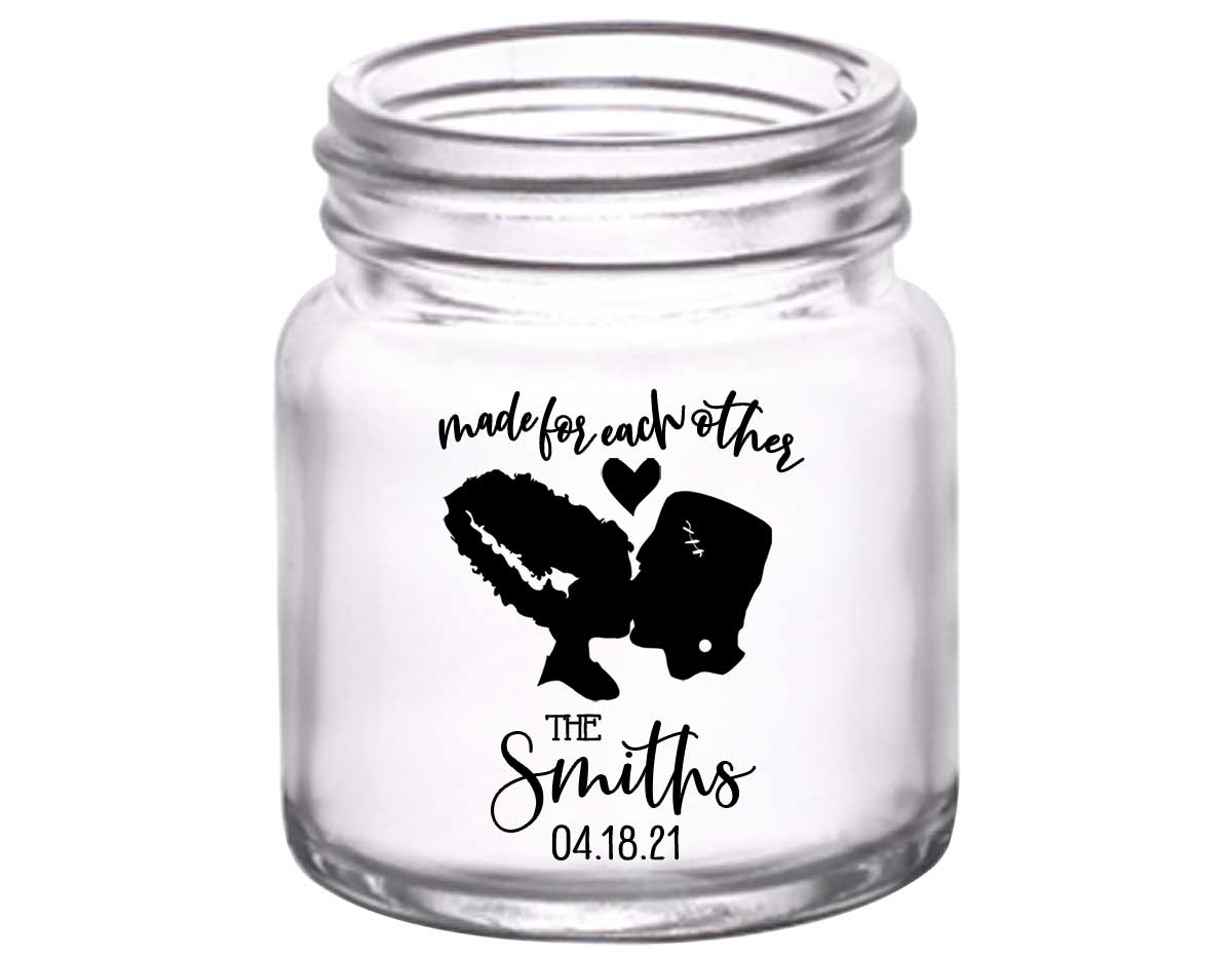 Made For Each Other 1A Frankenstein 2oz Mini Mason Shot Glasses Halloween Wedding Gifts for Guests