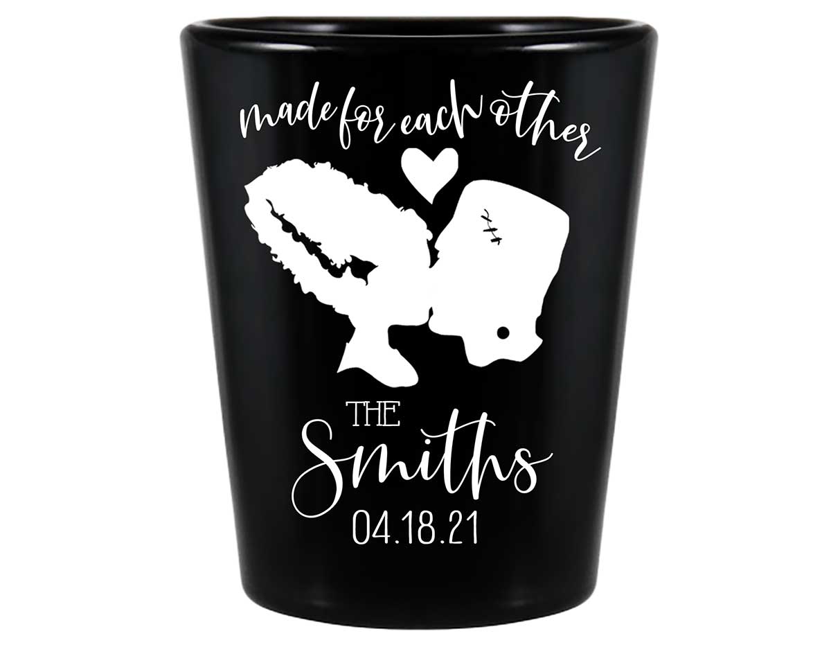 Made For Each Other 1A Frankenstein Standard 1.5oz Black Shot Glasses Halloween Wedding Gifts for Guests