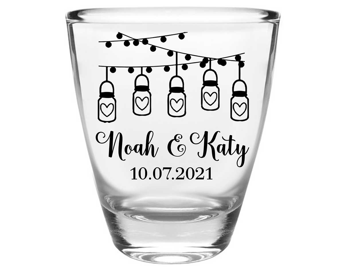 Mason Jar Lights 1A String Lights Clear 1oz Round Barrel Shot Glasses Rustic Wedding Gifts for Guests