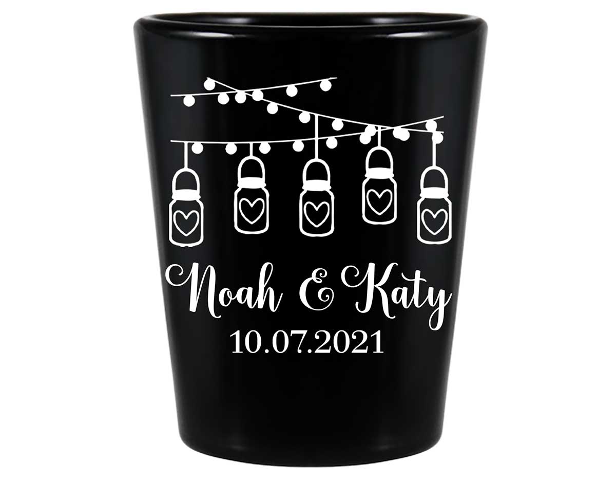 Mason Jar Lights 1A String Lights Standard 1.5oz Black Shot Glasses Rustic Wedding Gifts for Guests