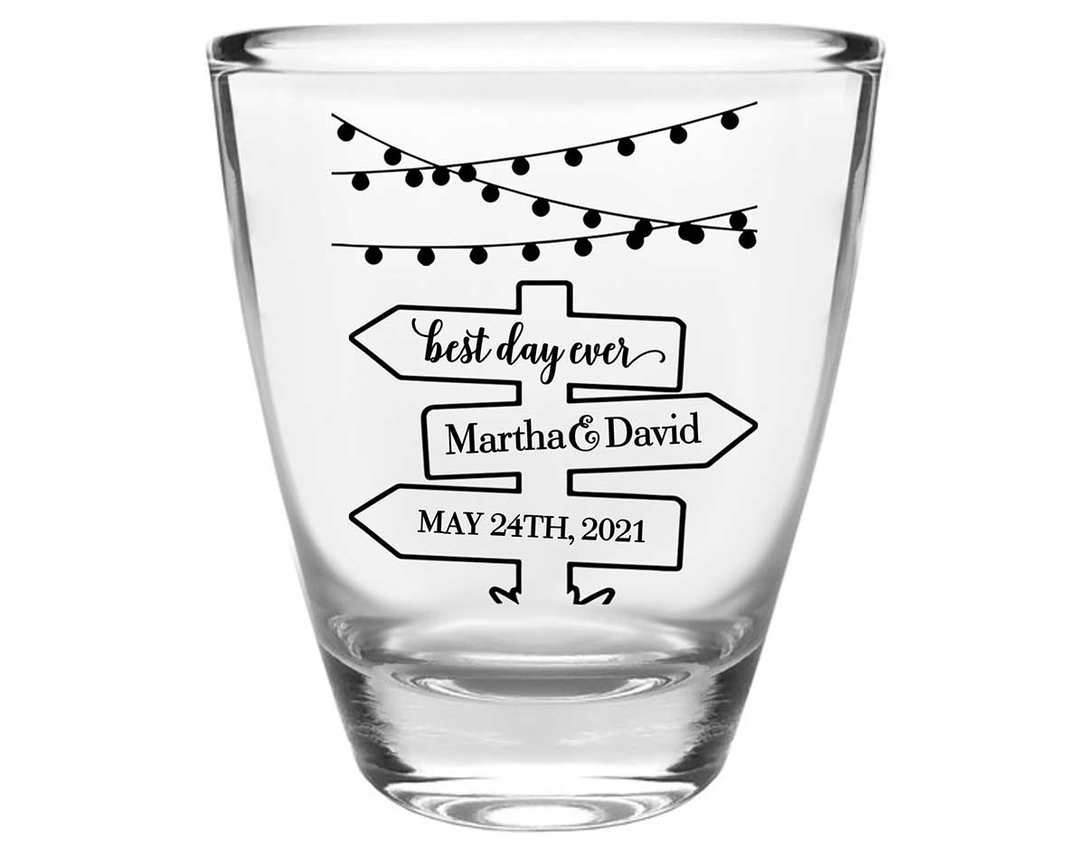 Mason Jar Lights 2A Post Sign Clear 1oz Round Barrel Shot Glasses Rustic Wedding Gifts for Guests