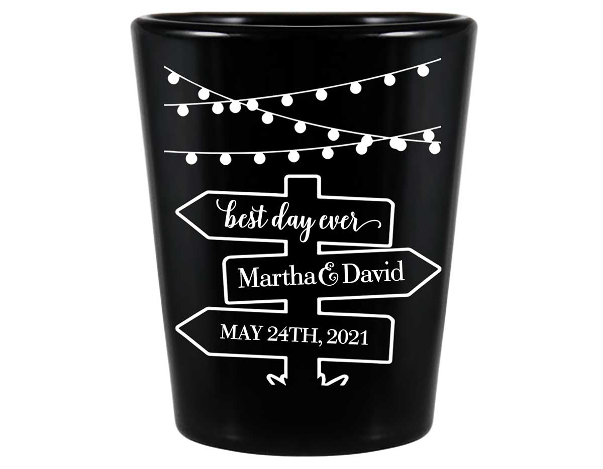 Mason Jar Lights 2A Post Sign Standard 1.5oz Black Shot Glasses Rustic Wedding Gifts for Guests
