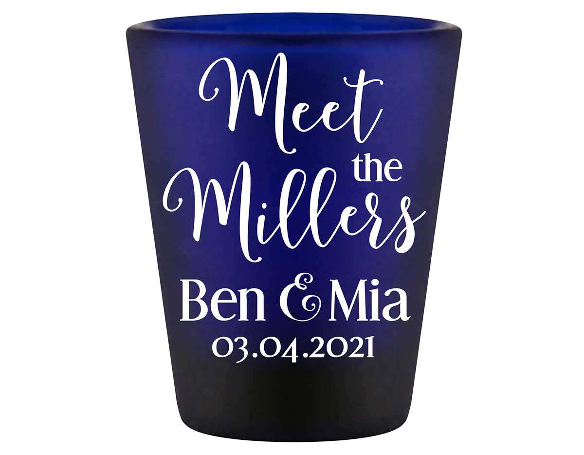 Meet The Mr & Mrs 1A Standard 1.5oz Blue Shot Glasses Cute Wedding Gifts for Guests