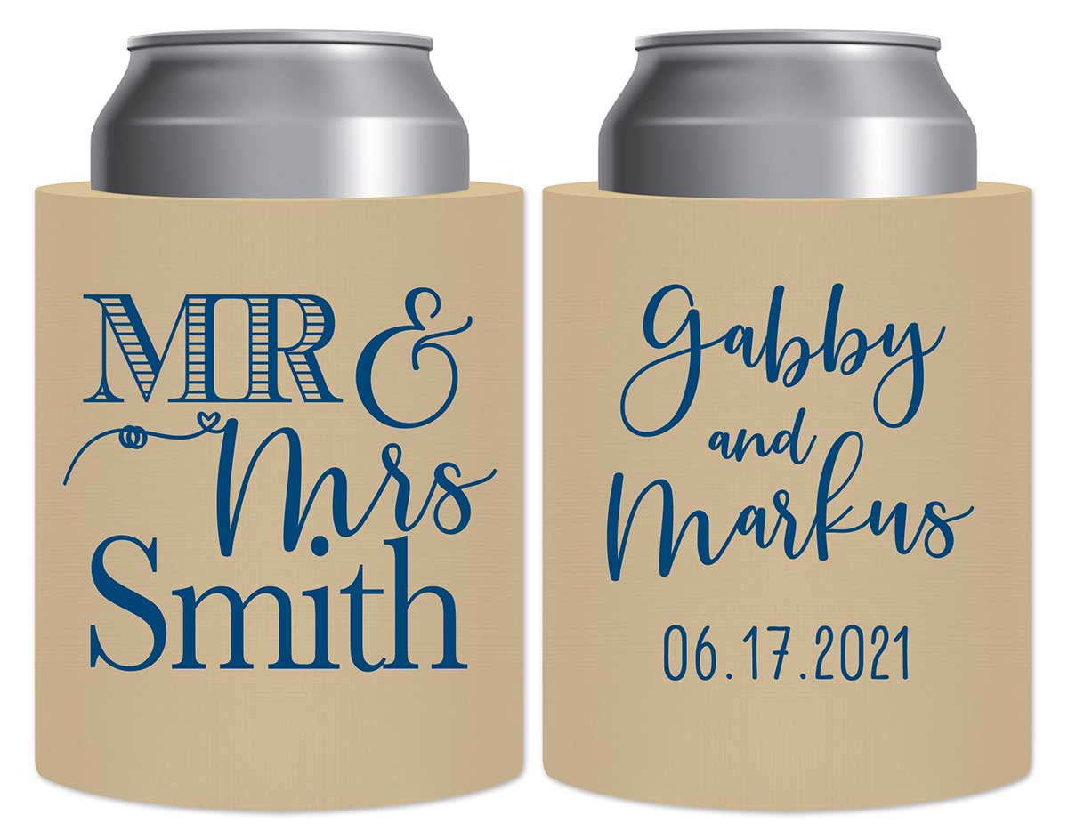 Mr & Mrs 1A Thick Foam Can Koozies Personalized Wedding Gifts for Guests