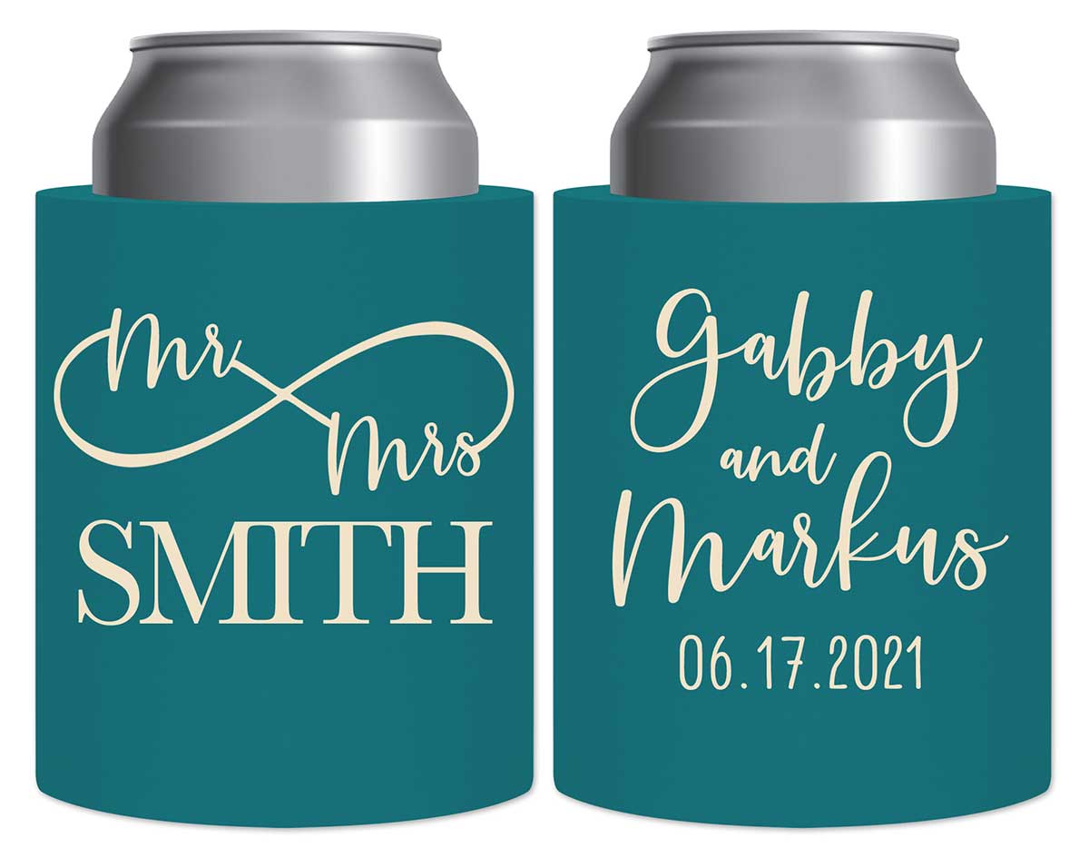 Mr & Mrs 2A Infinity Symbol Thick Foam Can Koozies Personalized Wedding Gifts for Guests