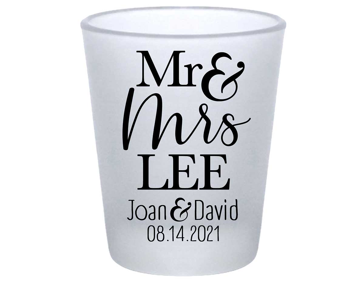 Mr & Mrs 3A Standard 1.75oz Frosted Shot Glasses Personalized Wedding Gifts for Guests