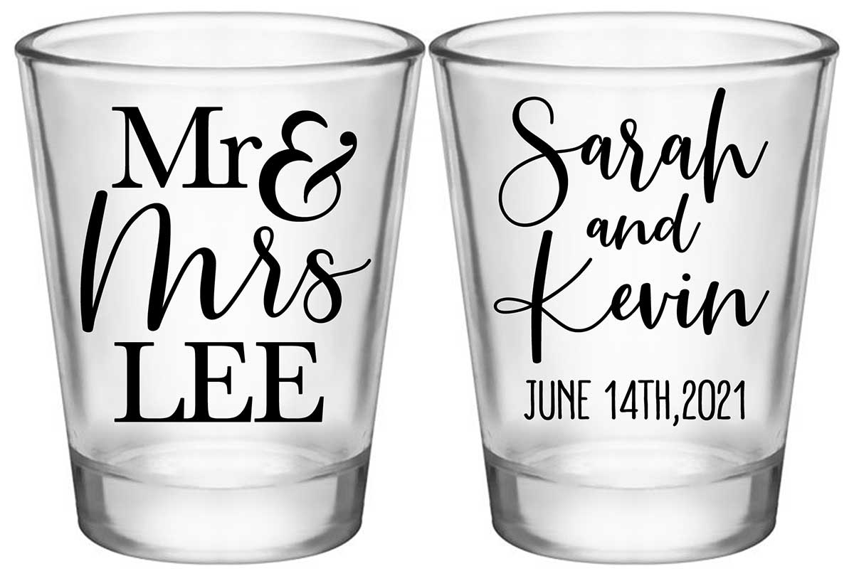 Mr & Mrs 3A2 Standard 1.75oz Clear Shot Glasses Personalized Wedding Gifts for Guests