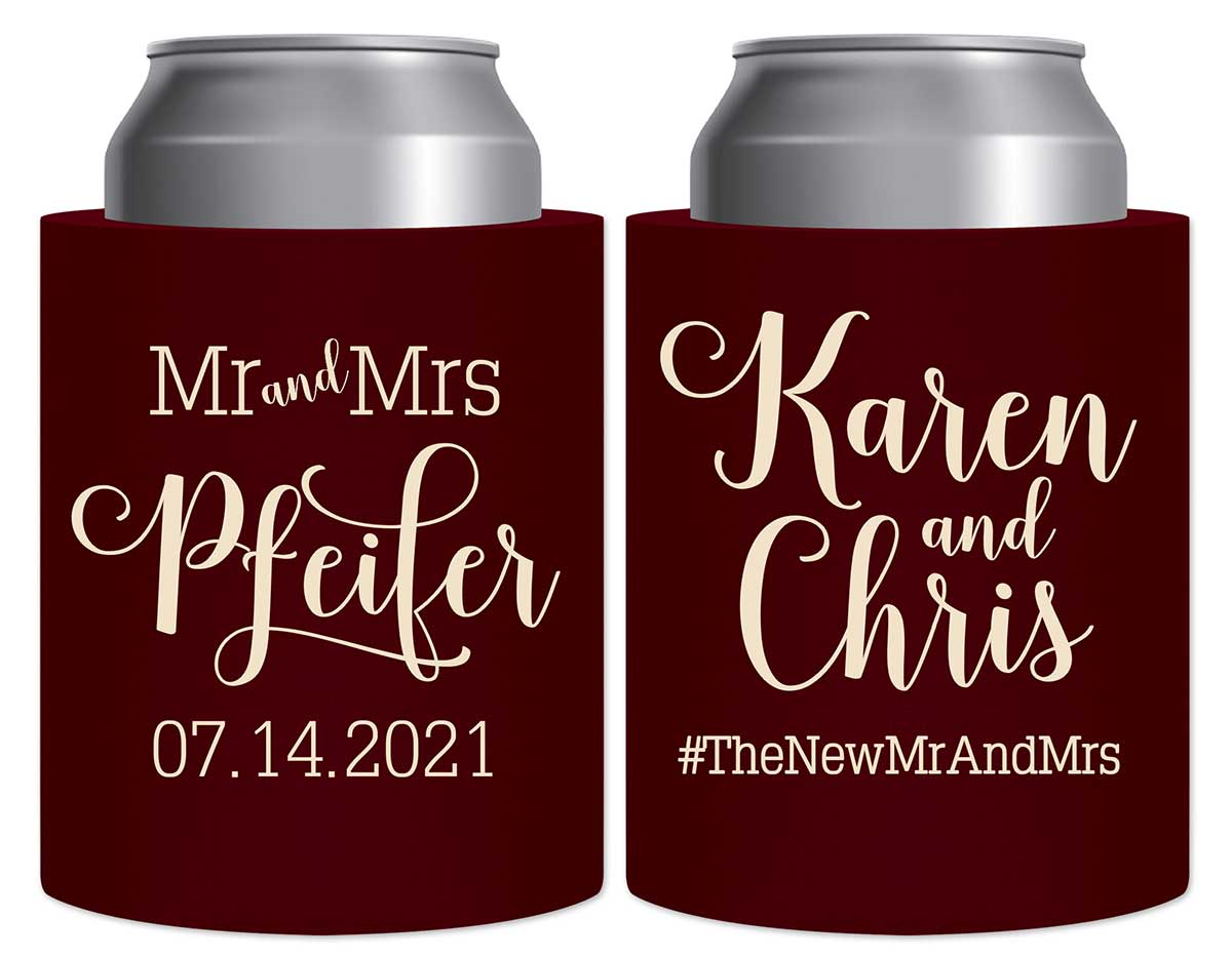 Mr & Mrs 4A Thick Foam Can Koozies Personalized Wedding Gifts for Guests