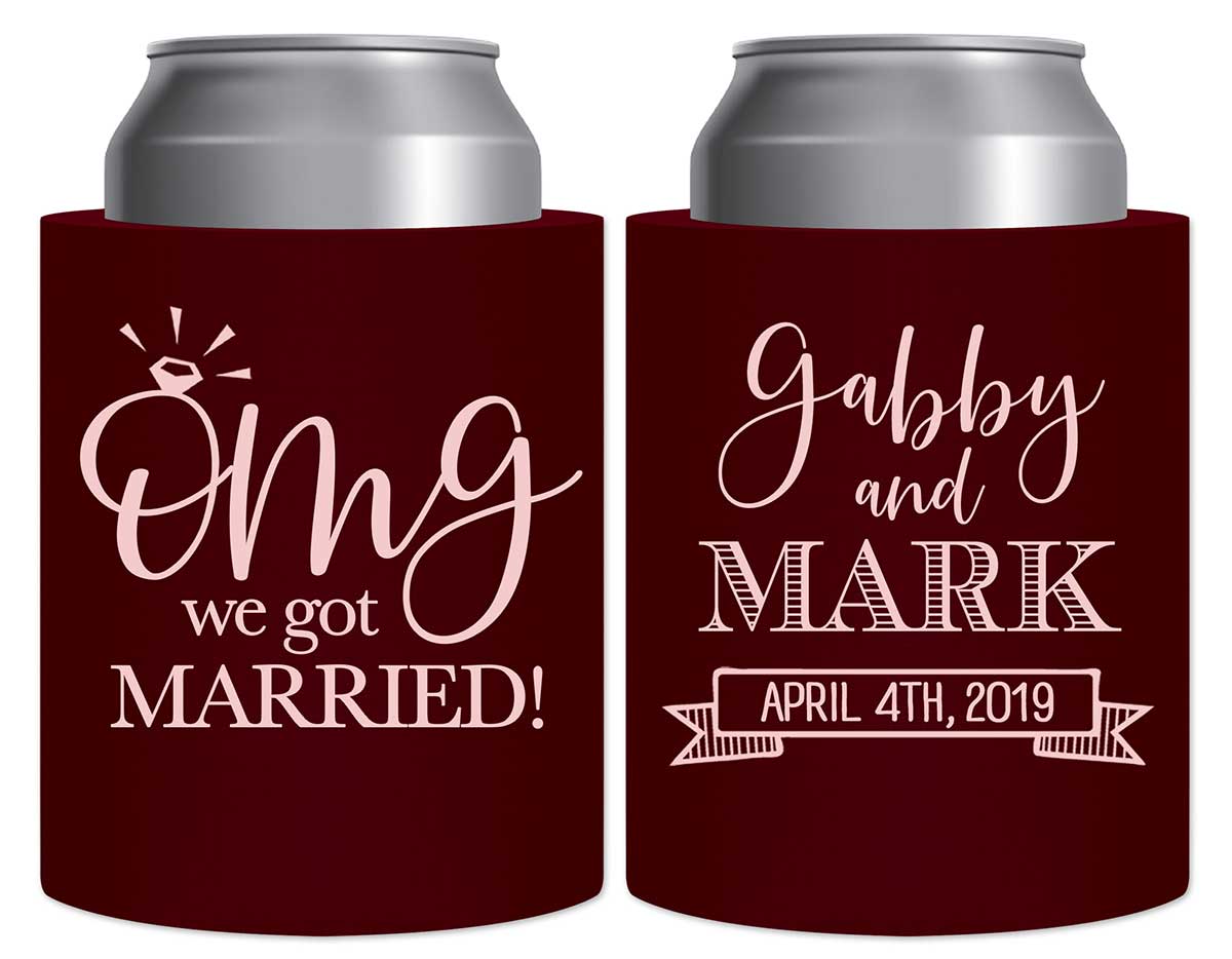 OMG We Got Married 1A Thick Foam Can Koozies Cute Wedding Gifts for Guests