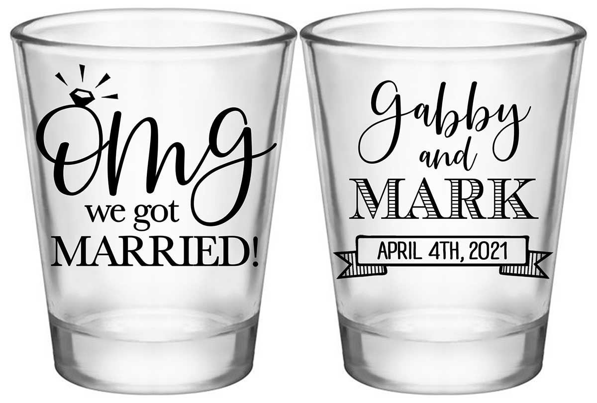 OMG We Got Married 1A2 Standard 1.75oz Clear Shot Glasses Cute Wedding Gifts for Guests