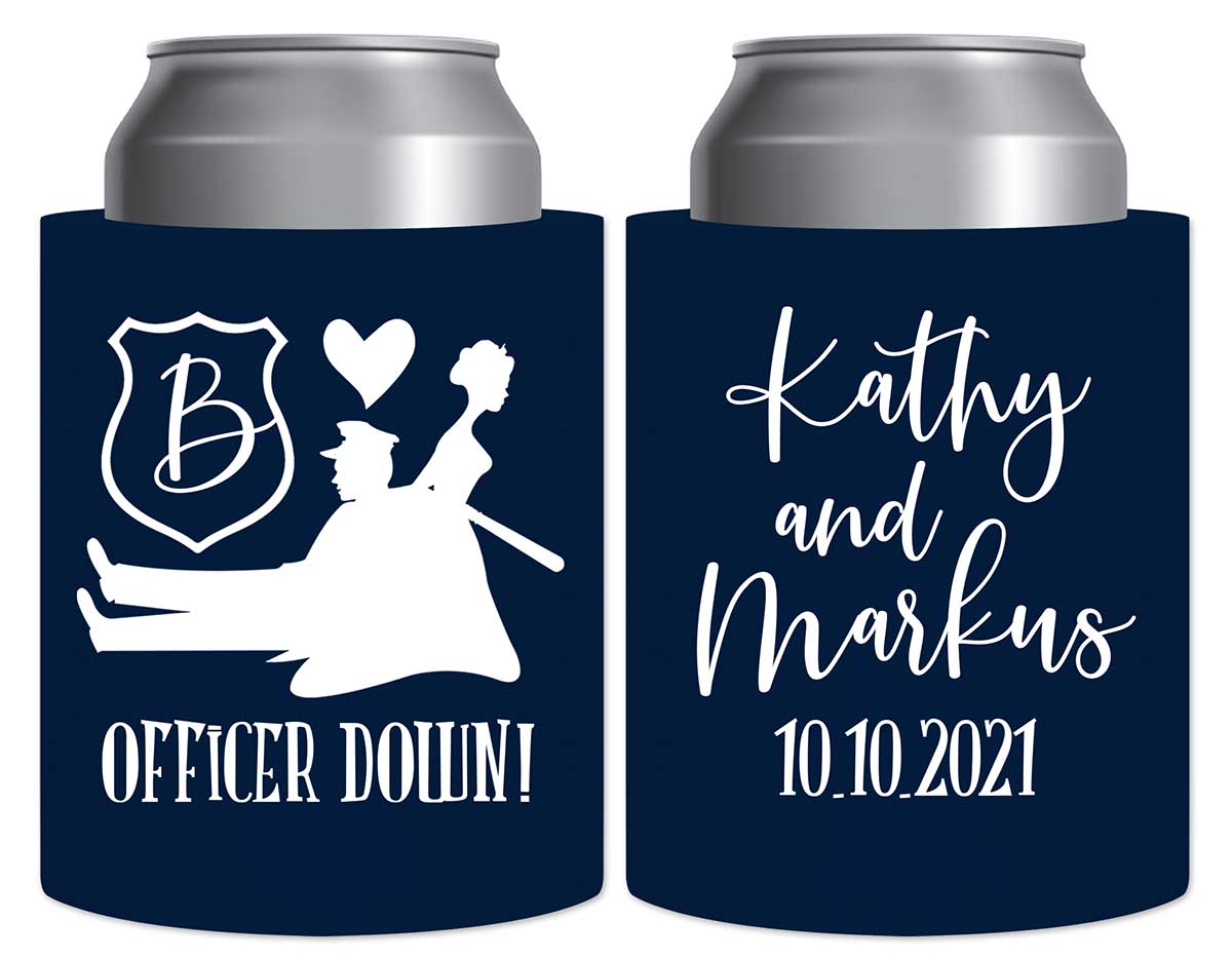 Officer Down 1A Policeman Wedding Thick Foam Can Koozies Cop Wedding Gifts for Guests