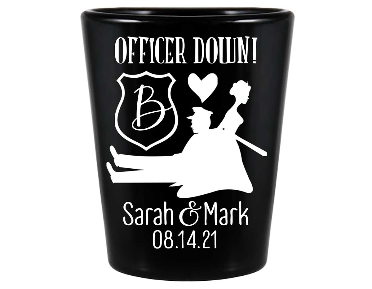 Officer Down 1A Policeman Wedding Standard 1.5oz Black Shot Glasses Cop Wedding Gifts for Guests