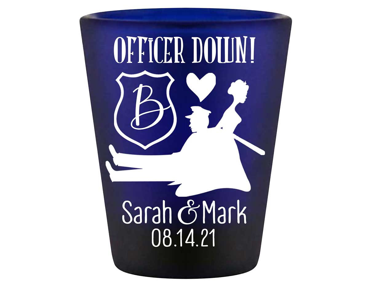 Officer Down 1A Policeman Wedding Standard 1.5oz Blue Shot Glasses Cop Wedding Gifts for Guests
