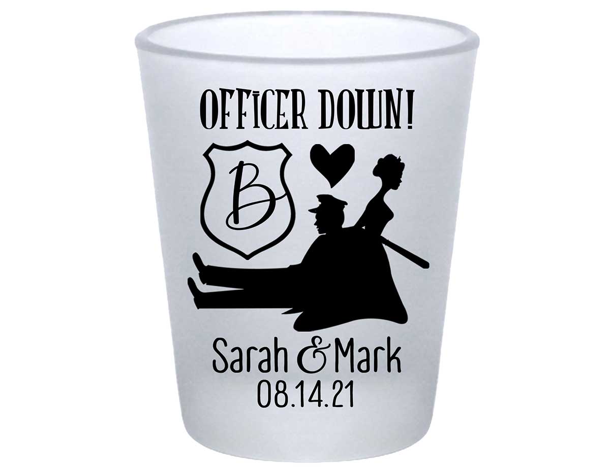 Officer Down 1A Policeman Wedding Standard 1.75oz Frosted Shot Glasses Cop Wedding Gifts for Guests