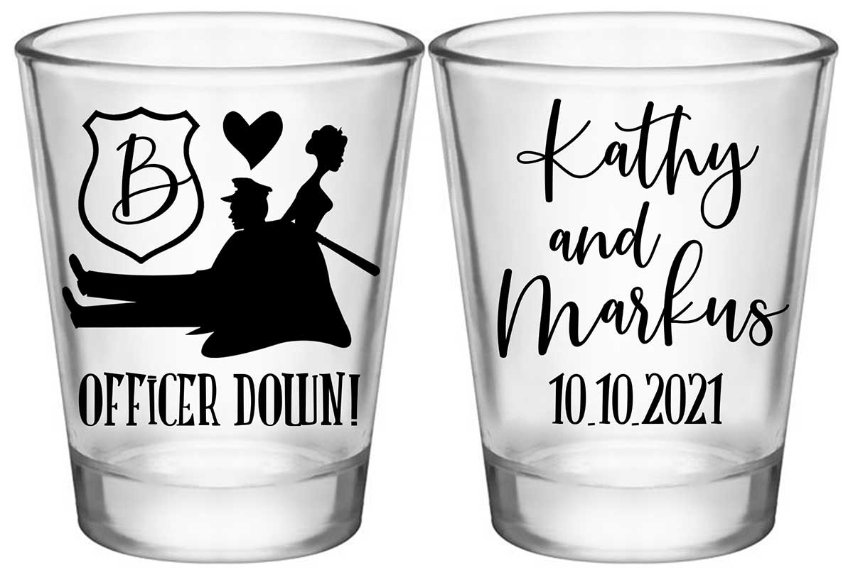 Officer Down 1A2 Policeman Wedding Standard 1.75oz Clear Shot Glasses Cop Wedding Gifts for Guests