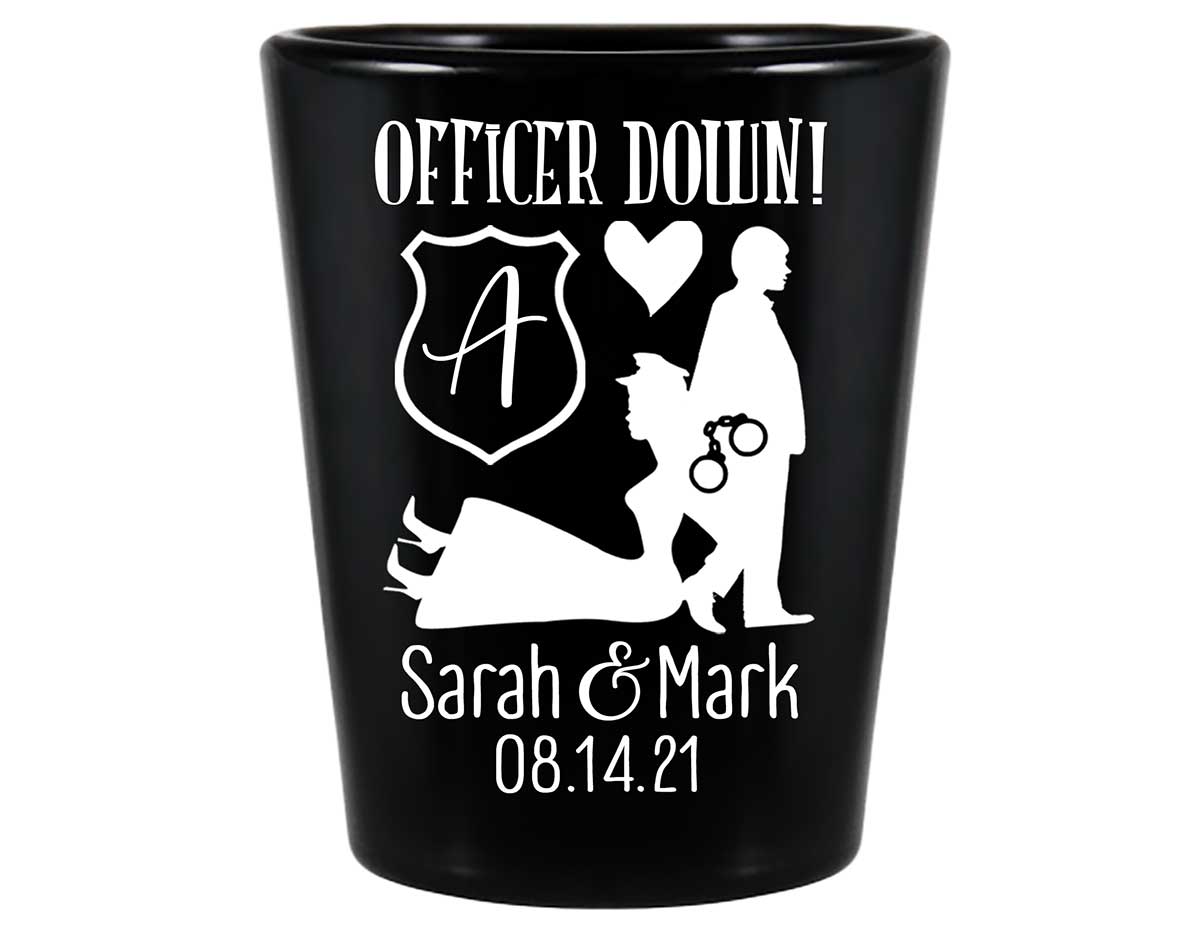 Officer Down 1B Policewoman Wedding Standard 1.5oz Black Shot Glasses Cop Wedding Gifts for Guests