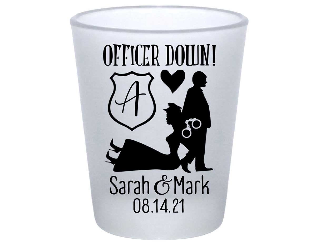 Officer Down 1B Policewoman Wedding Standard 1.75oz Frosted Shot Glasses Cop Wedding Gifts for Guests