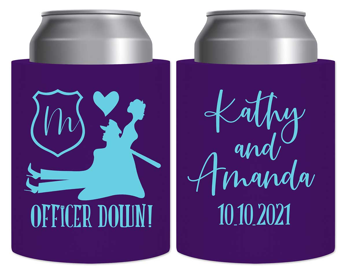 Officer Down 2A Lesbian Cop Wedding Thick Foam Can Koozies Lesbian Cop Wedding Gifts for Guests