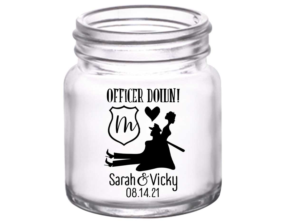 Officer Down 2A Lesbian Cop Wedding 2oz Mini Mason Shot Glasses Gay Wedding Gifts for Guests