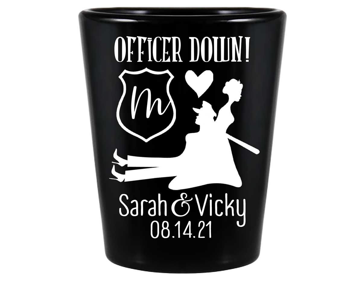 Officer Down 2A Lesbian Cop Wedding Standard 1.5oz Black Shot Glasses Gay Wedding Gifts for Guests
