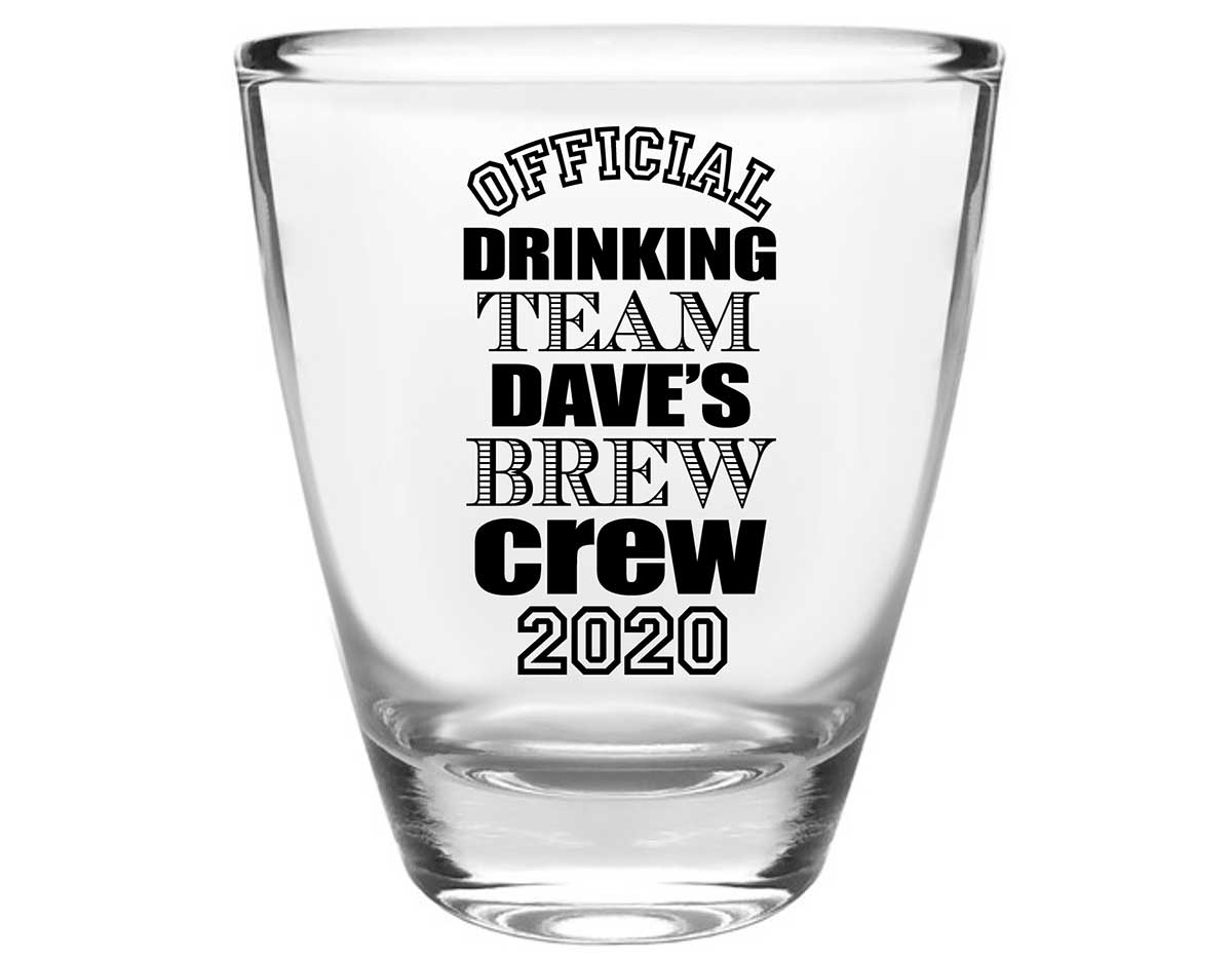 Official Drinking Team 1A Bachelor Brew Crew Clear 1oz Round Barrel Shot Glasses Sports Bachelor Party Gifts for Guests