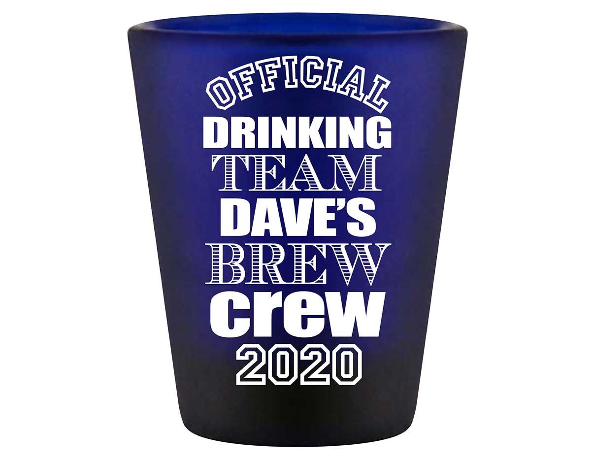 Official Drinking Team 1A Bachelor Brew Crew Standard 1.5oz Blue Shot Glasses Sports Bachelor Party Gifts for Guests