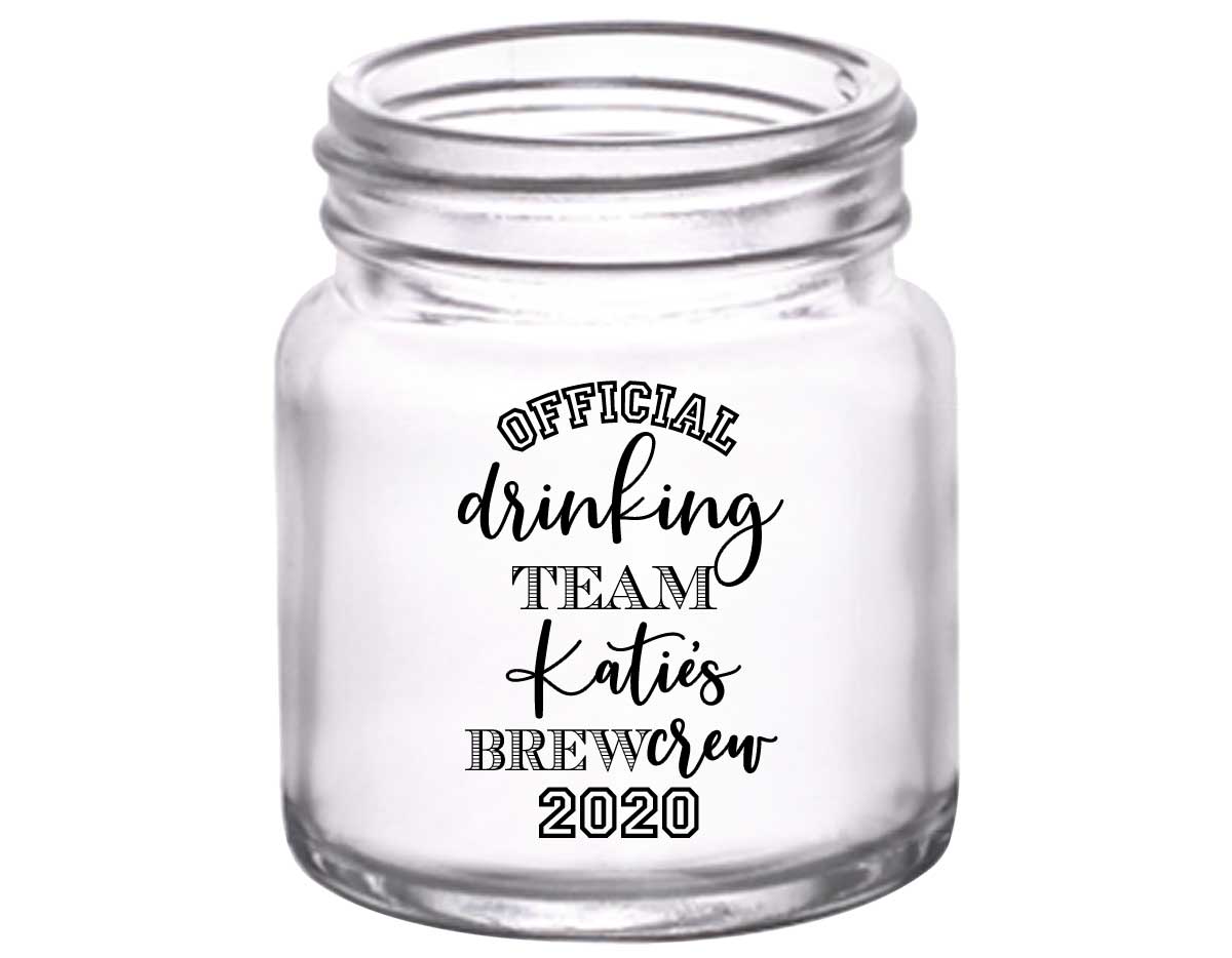 Official Drinking Team 1A Bachelorette Brew Crew 2oz Mini Mason Shot Glasses Sports Bachelorette Party Gifts for Guests