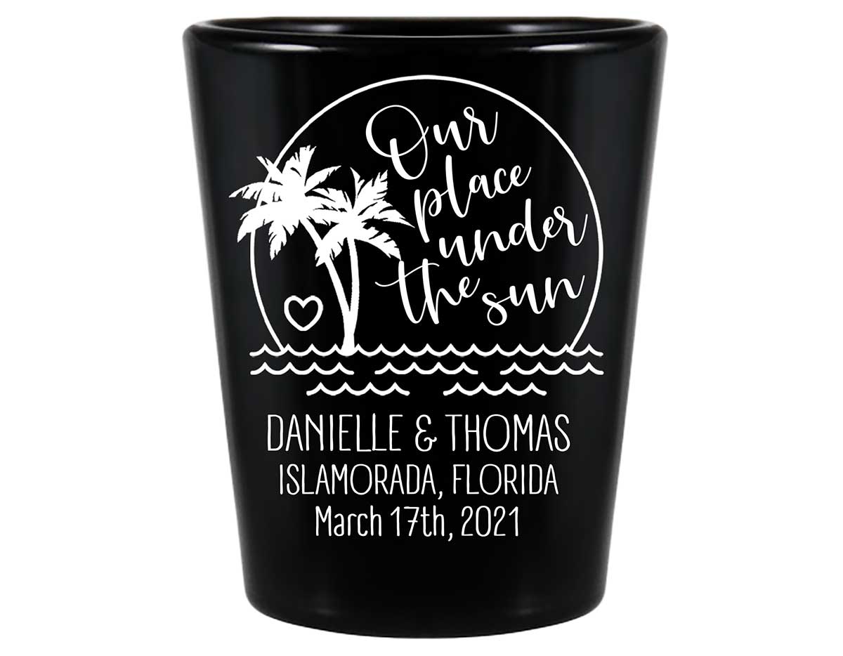 Our Place Under The Sun 1A Standard 1.5oz Black Shot Glasses Beach Wedding Gifts for Guests