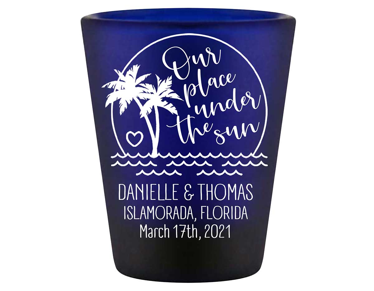 Our Place Under The Sun 1A Standard 1.5oz Blue Shot Glasses Beach Wedding Gifts for Guests
