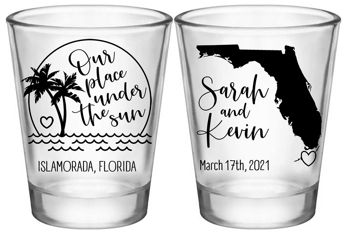 Our Place Under The Sun 1A2 Standard 1.75oz Clear Shot Glasses Beach Wedding Gifts for Guests
