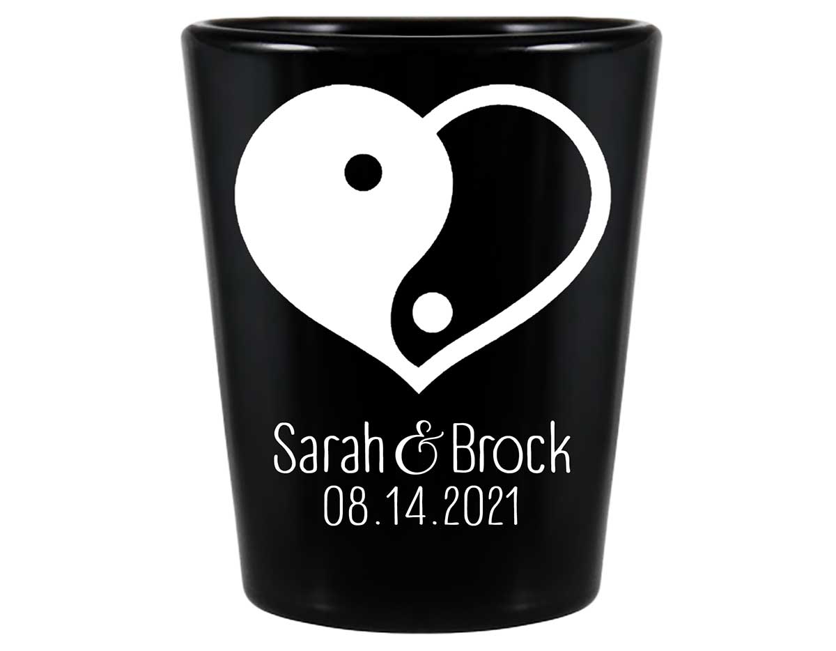 Perfect Half 1A Yin Yang Standard 1.5oz Black Shot Glasses Zen Wedding Gifts for Guests
