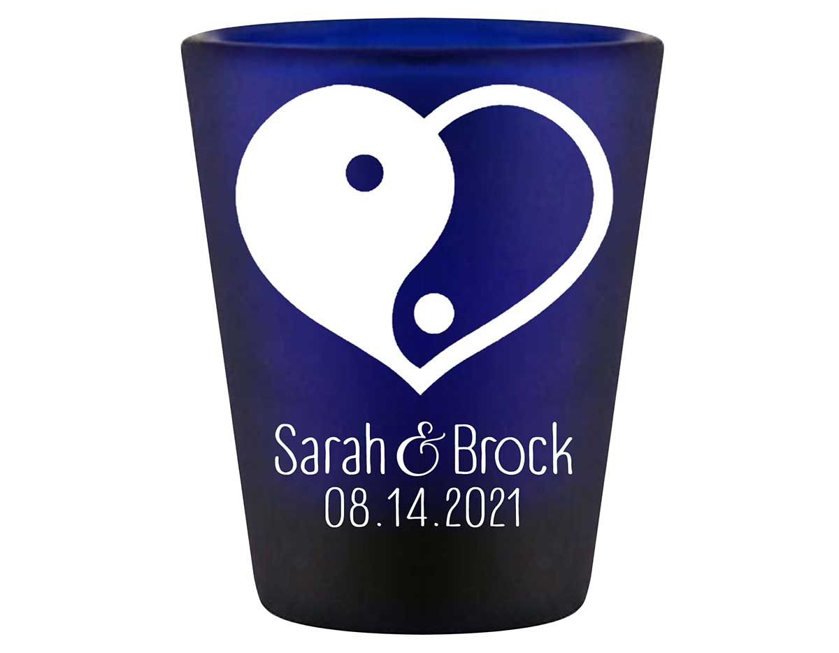 Perfect Half 1A Yin Yang Standard 1.5oz Blue Shot Glasses Zen Wedding Gifts for Guests